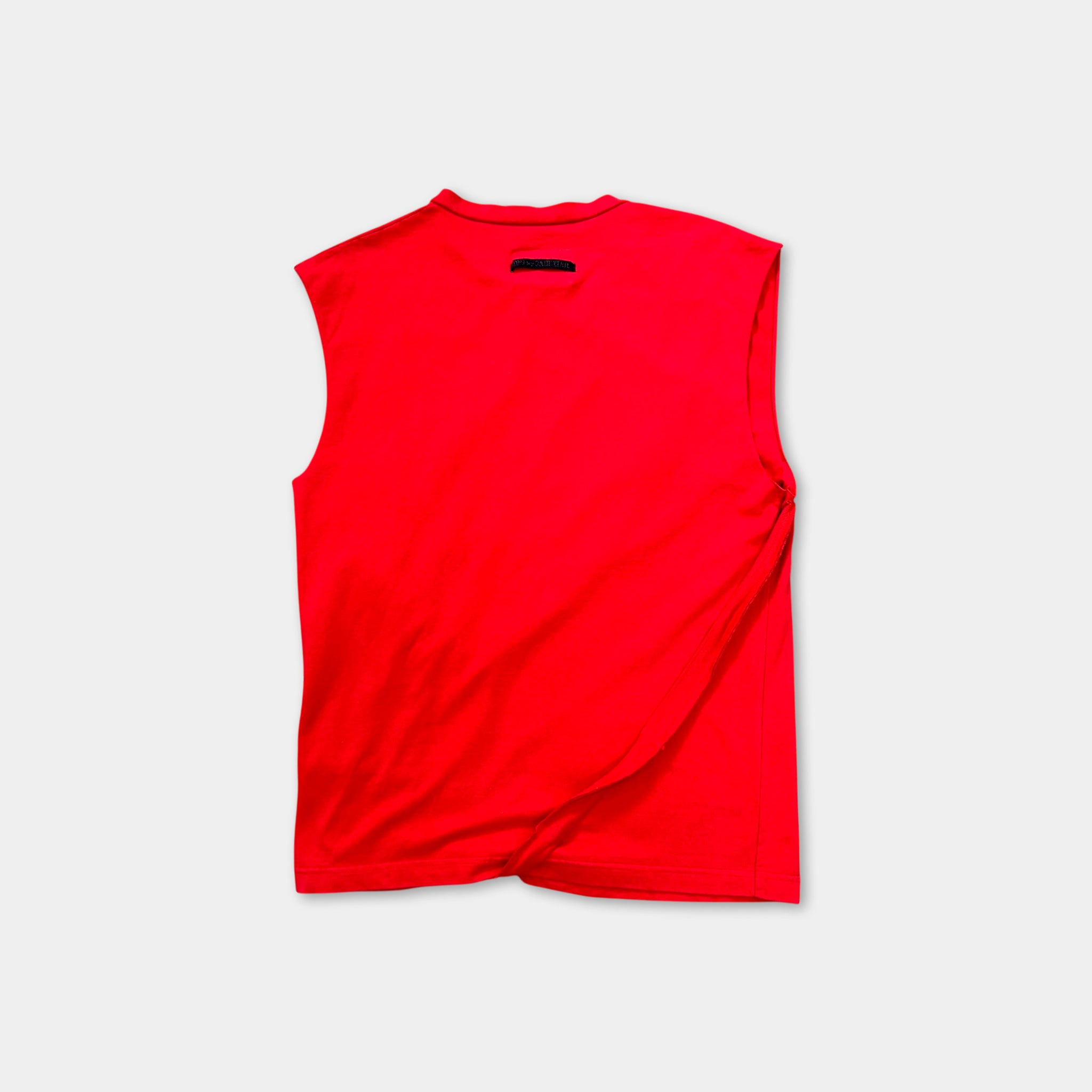 Jean Paul Gaultier Red Deconstructed Sleeveless T-Shirt