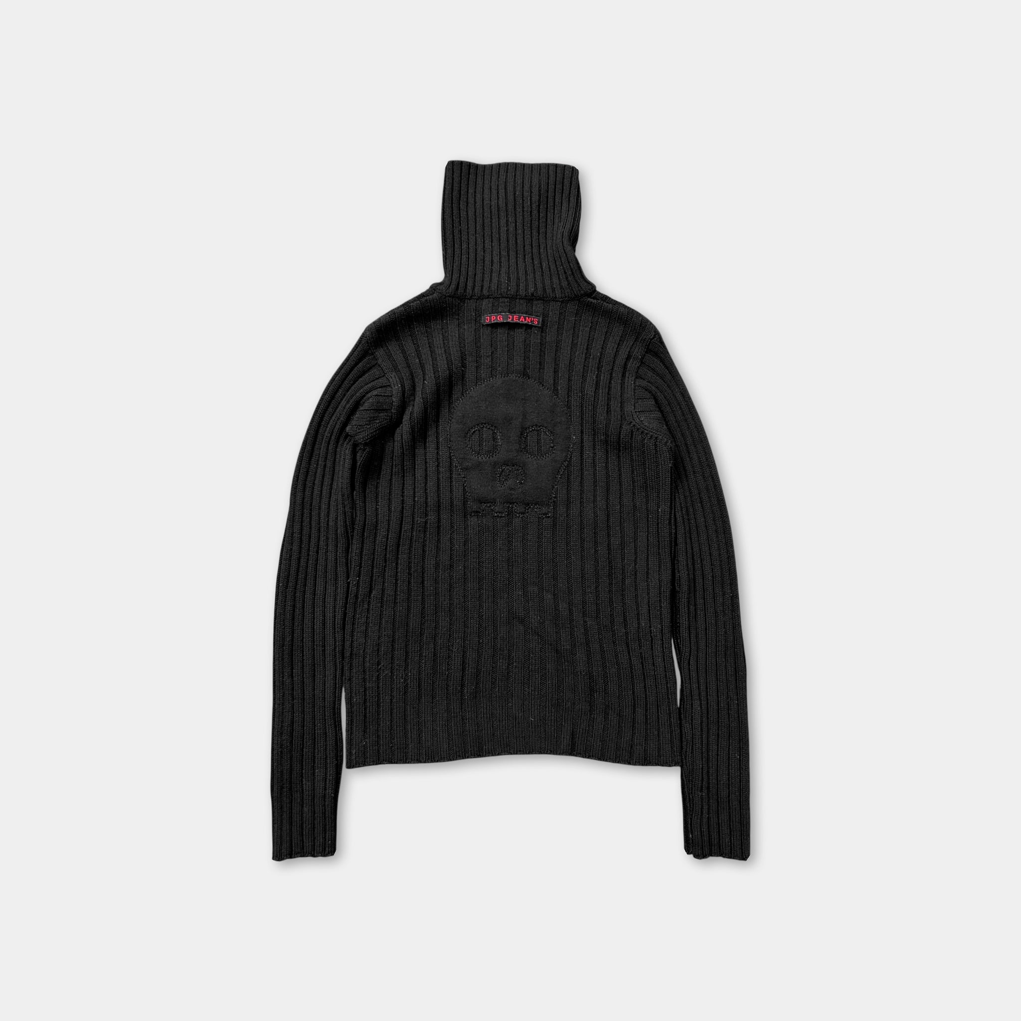Jean Paul Gaultier 2000s Linear Knit Skull Appliqué Turtleneck
