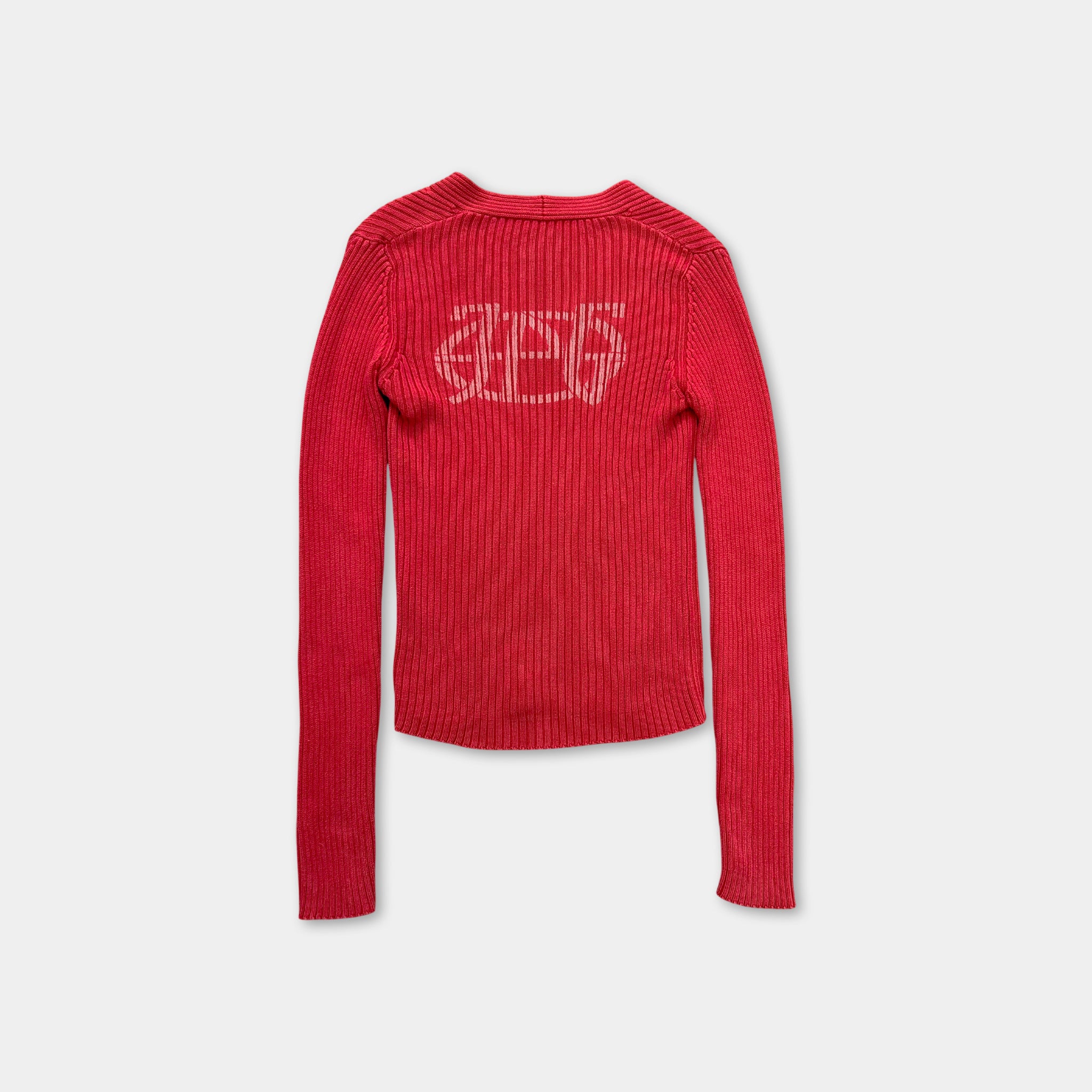 Jean Paul Gaultier 90s Red V-Neck Logo Sweater