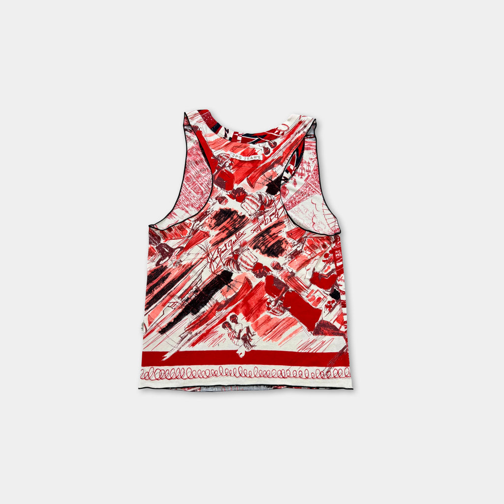 Jean Paul Gaultier Red Calligraphy Tank Top