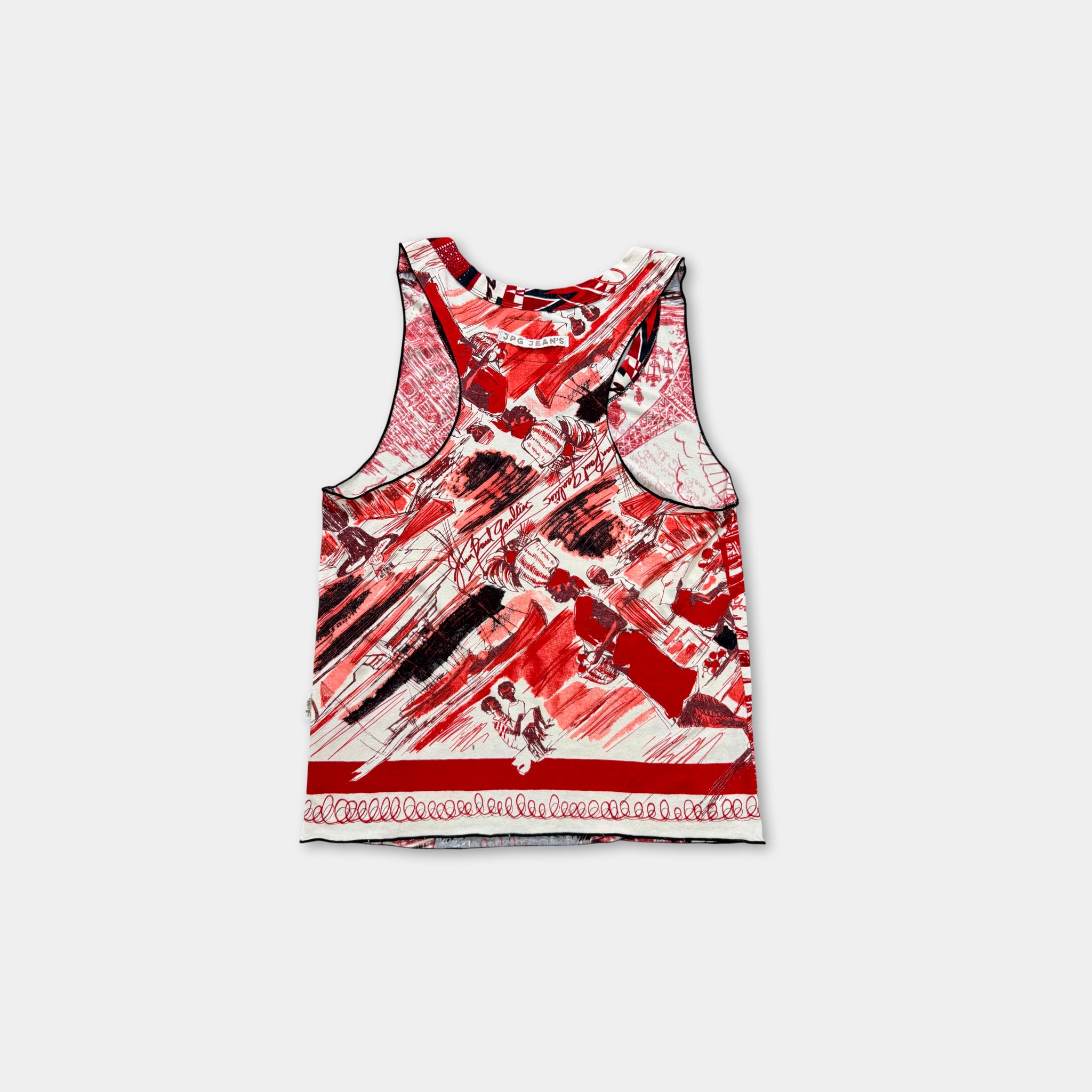 Jean Paul Gaultier Red Calligraphy Tank Top