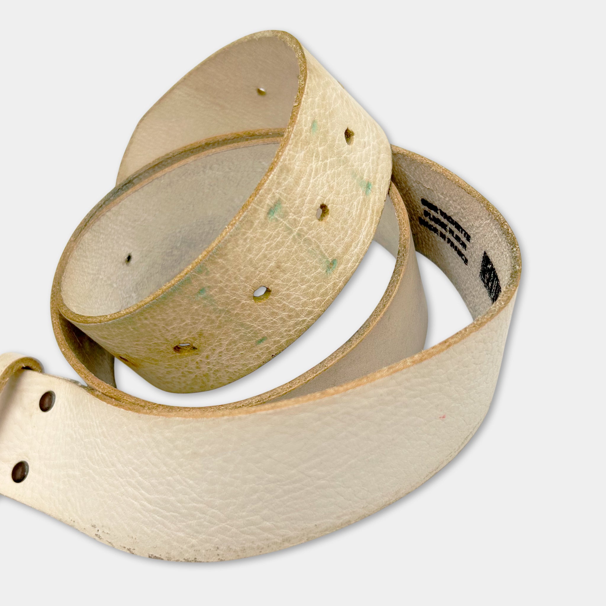 Jean Paul Gaultier Buckle White Leather Belt