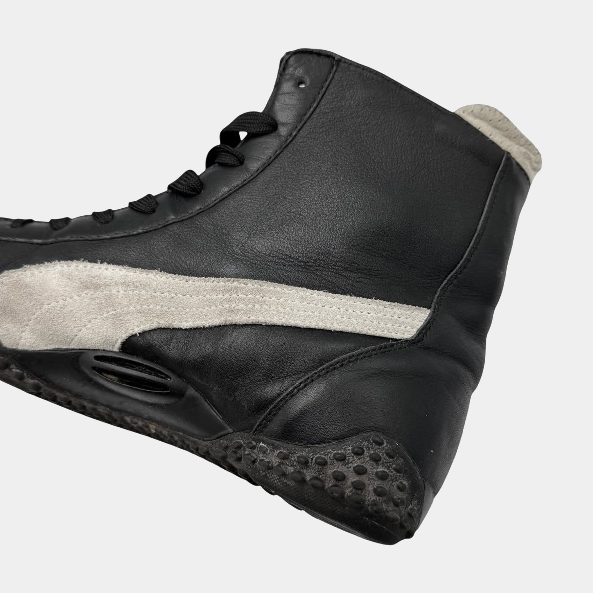 Jil Sander x Puma 1998 Black Leather High-Top Boxing Sneakers