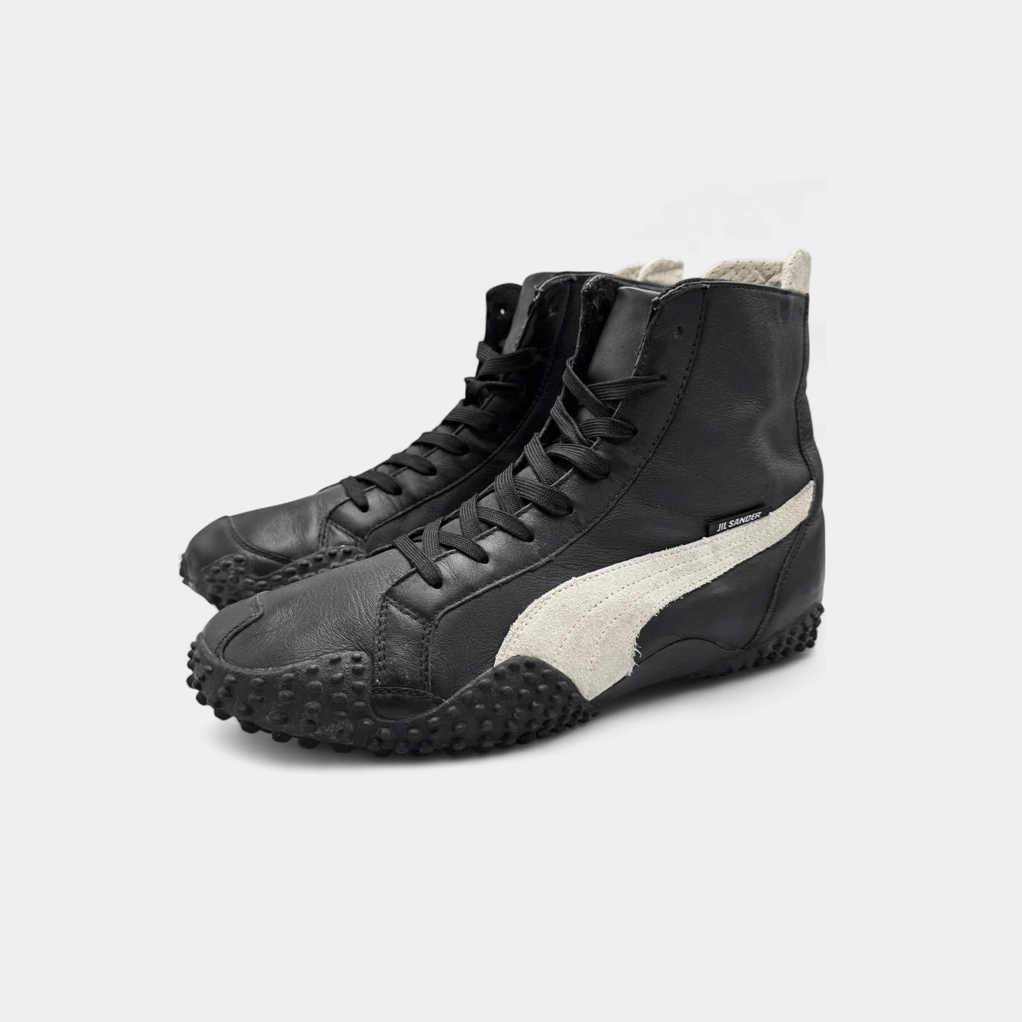 Jil Sander x Puma 1998 Black Leather High-Top Boxing Sneakers