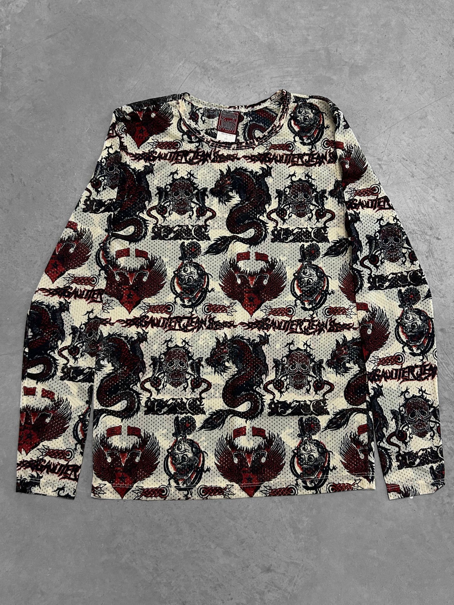 Jean Paul Gaultier 1996 Mesh Dragon Tattoo Longsleeve (XS)