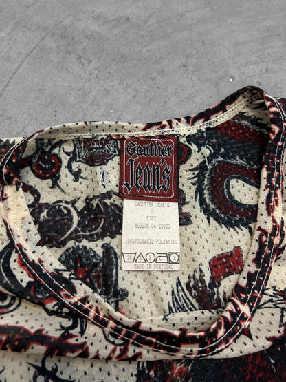 Jean Paul Gaultier 1996 Mesh Dragon Tattoo Longsleeve (XS)