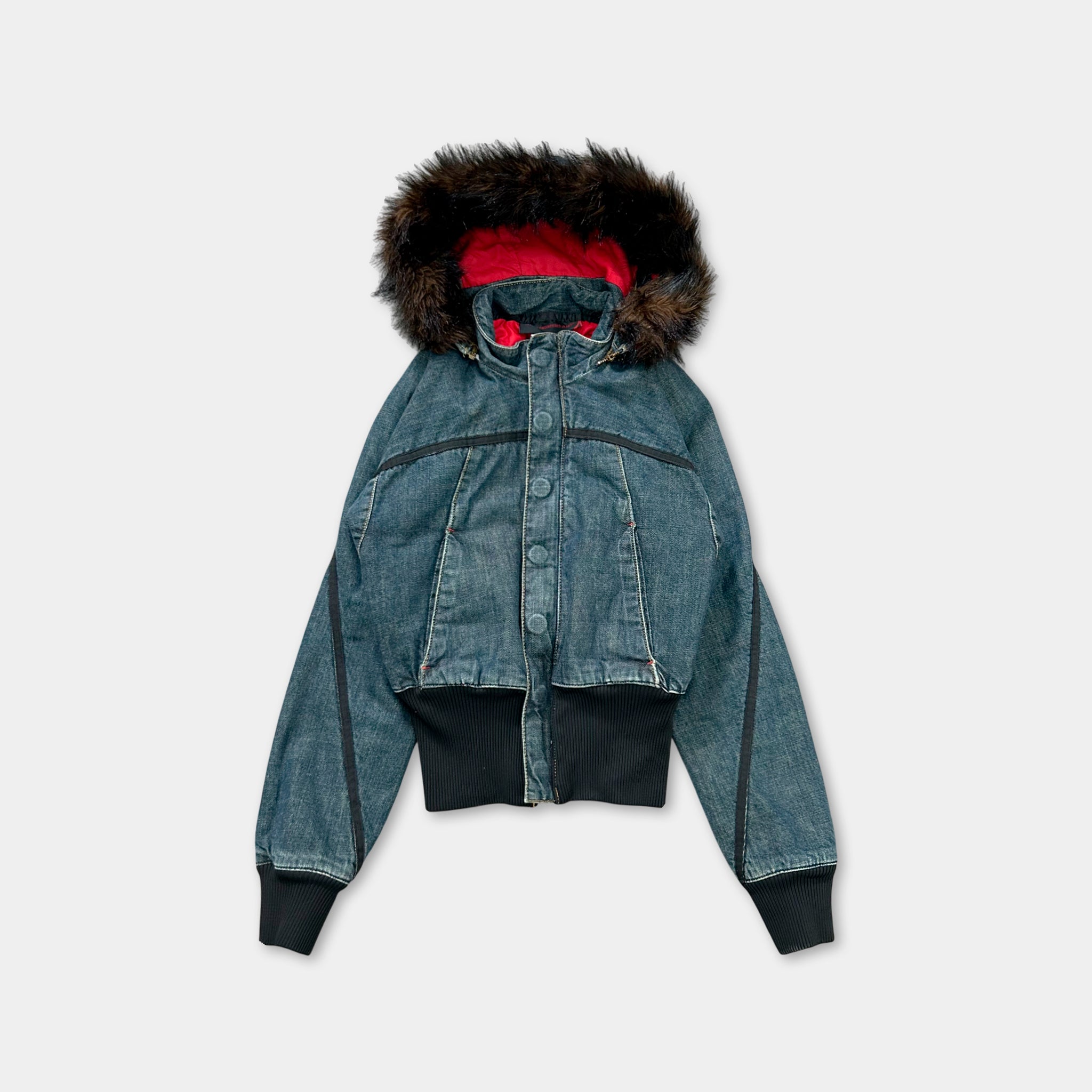 Levi's Engineered Denim Bomber Jacket with Fur Hood