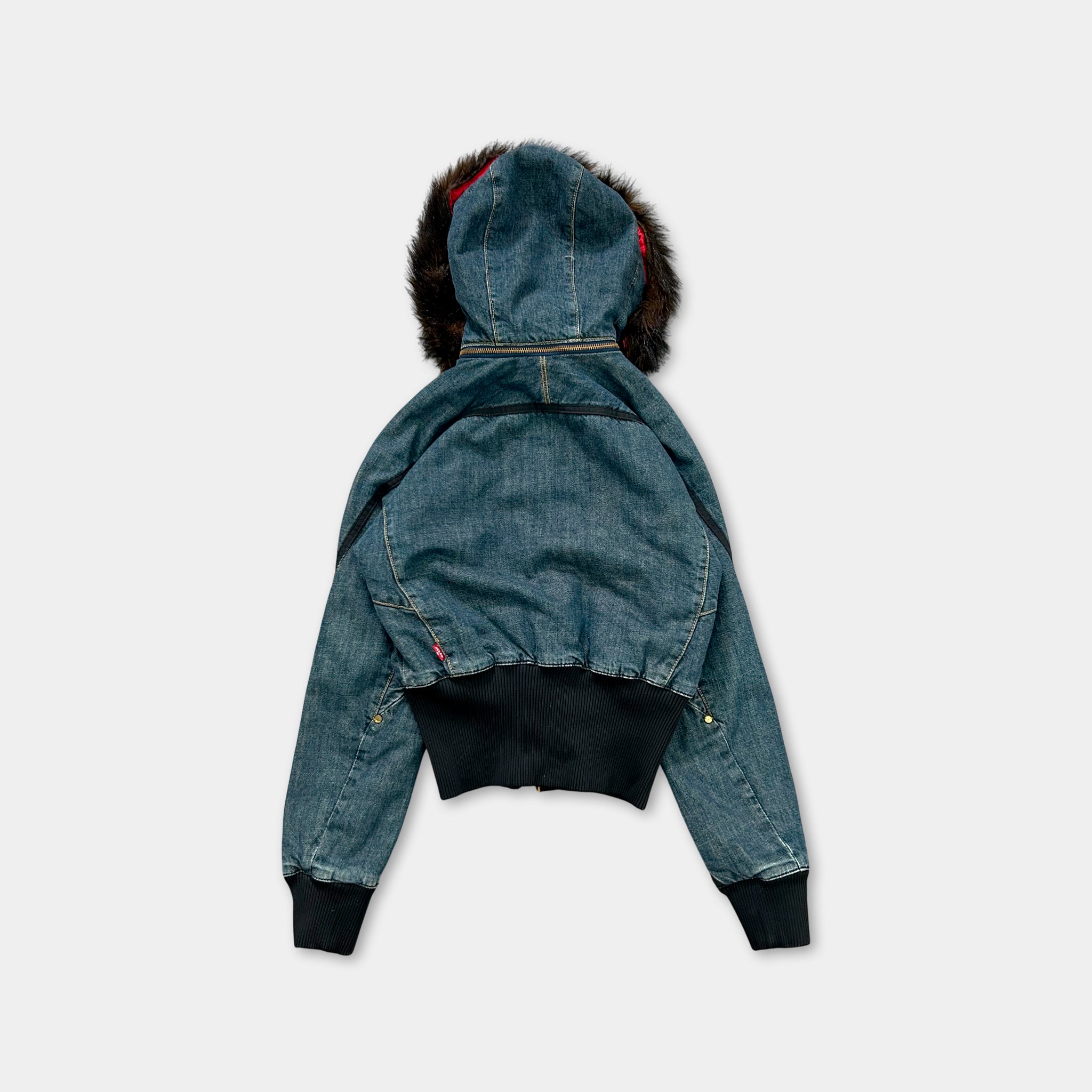 Levi's Engineered Denim Bomber Jacket with Fur Hood