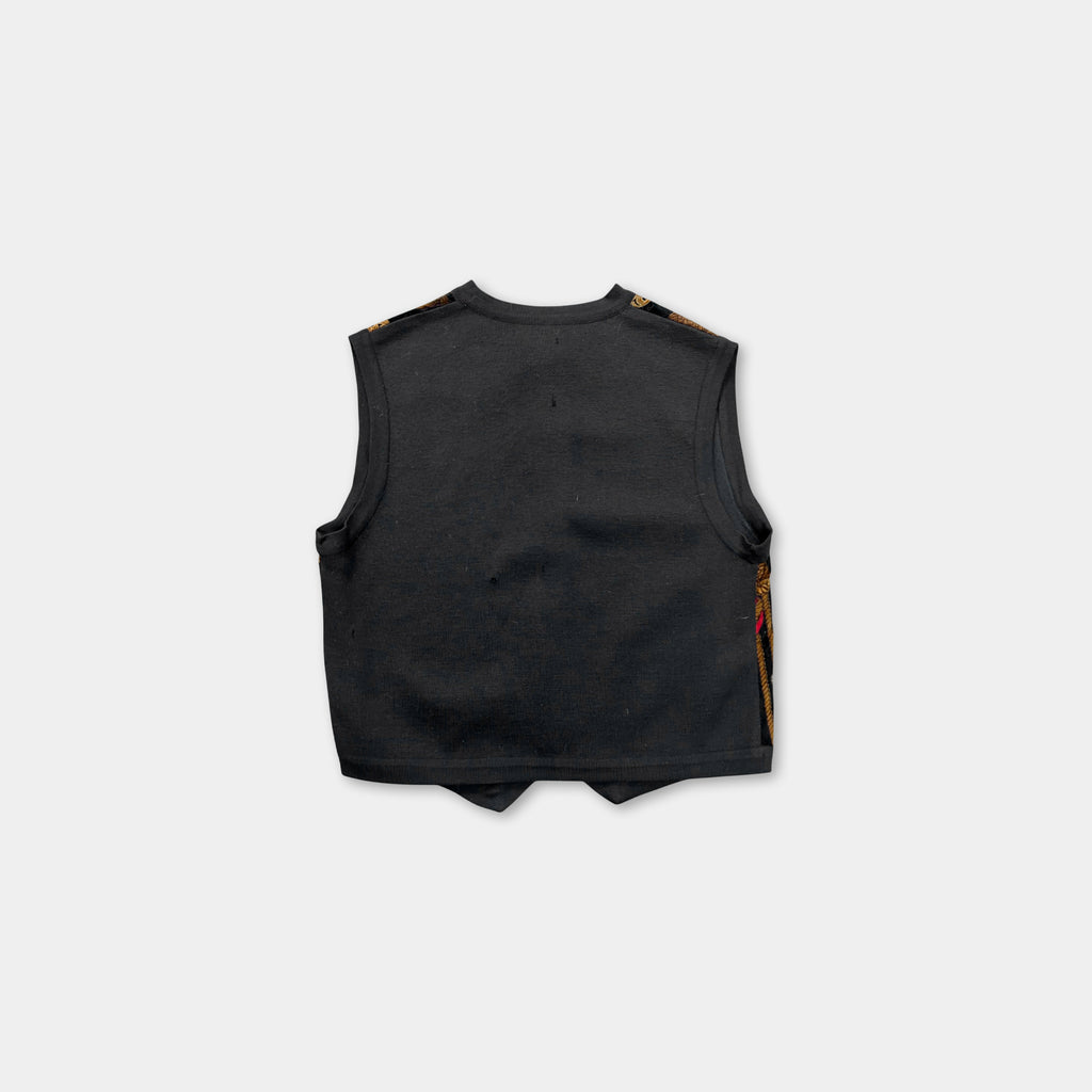 80's Loewe Virgin Wool Embroidered Vest Black