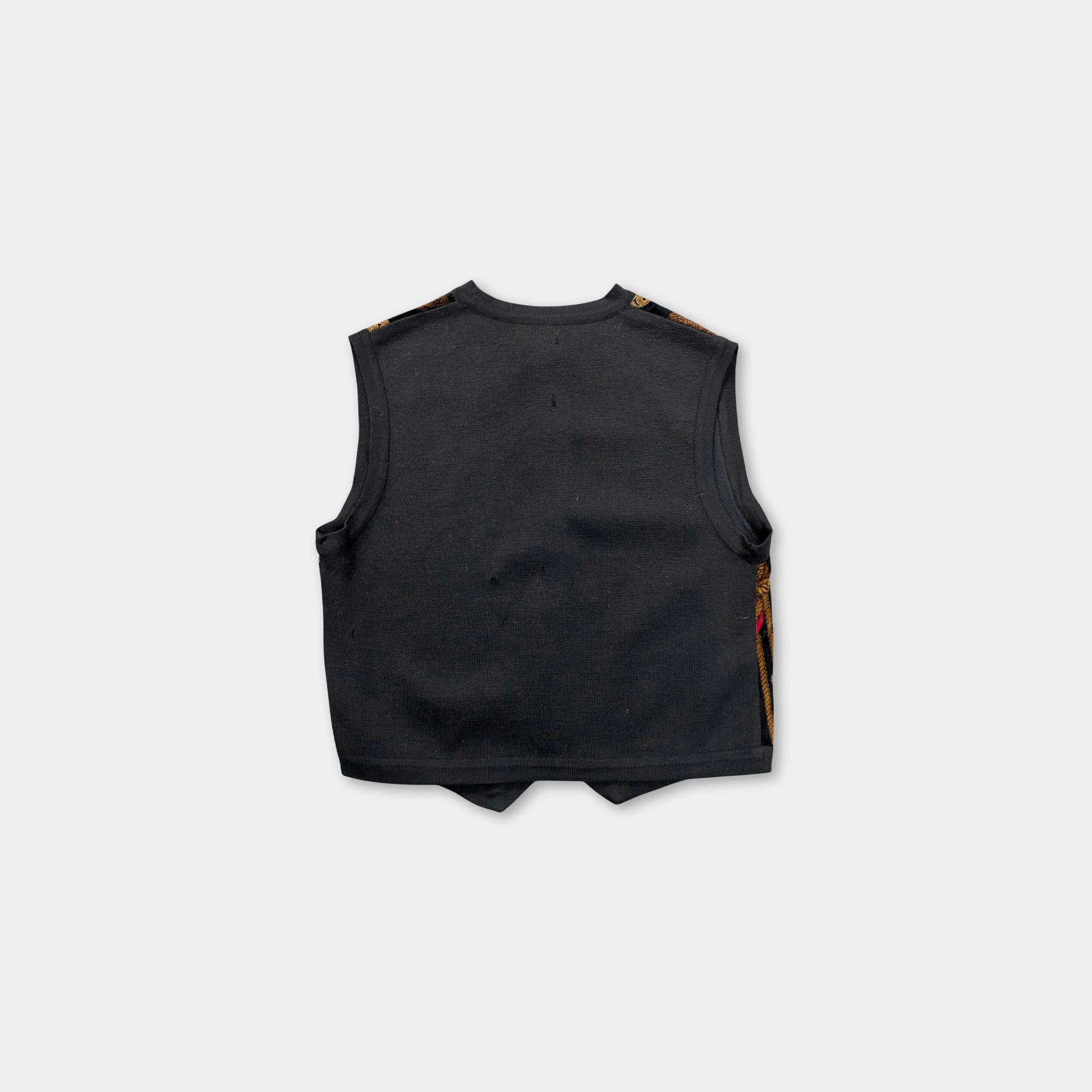 80's Loewe Virgin Wool Embroidered Vest Black