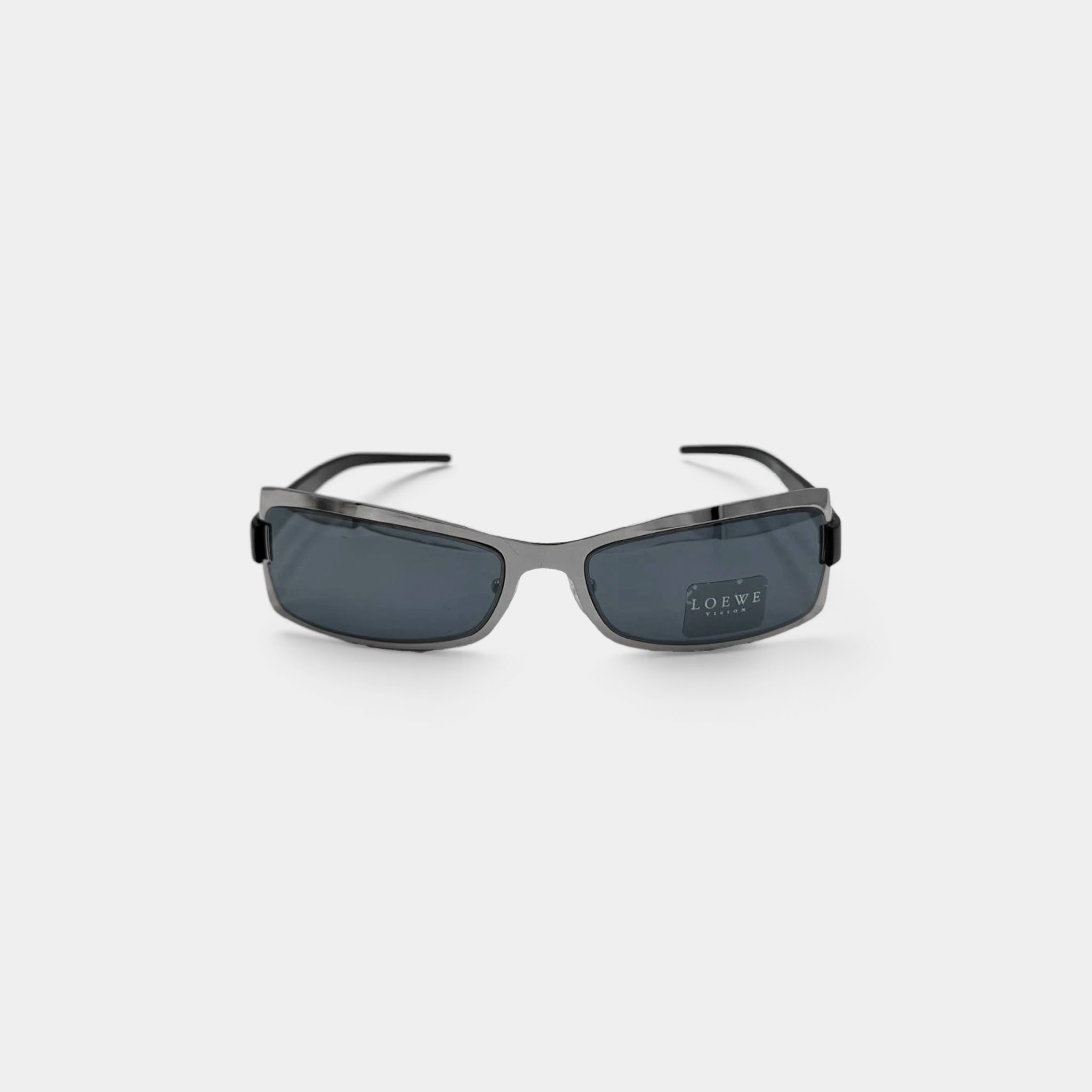 Loewe 2000s Rectangular Metallic Frame Blue Lens Sunglasses