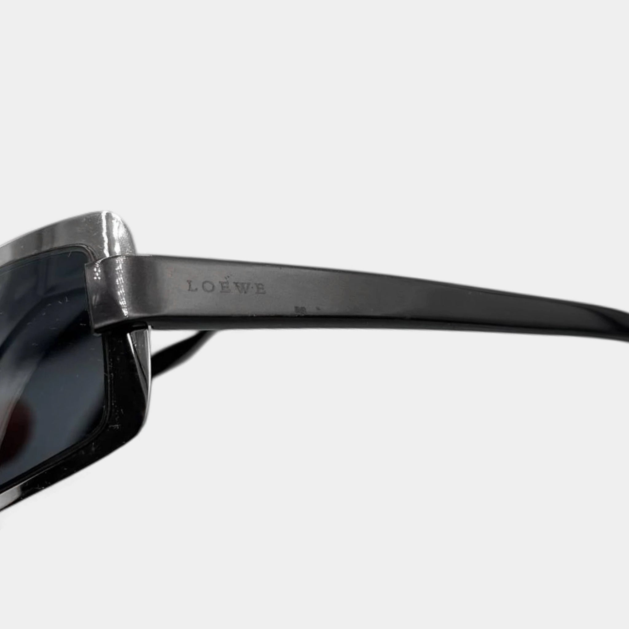 Loewe 2000s Rectangular Metallic Frame Blue Lens Sunglasses