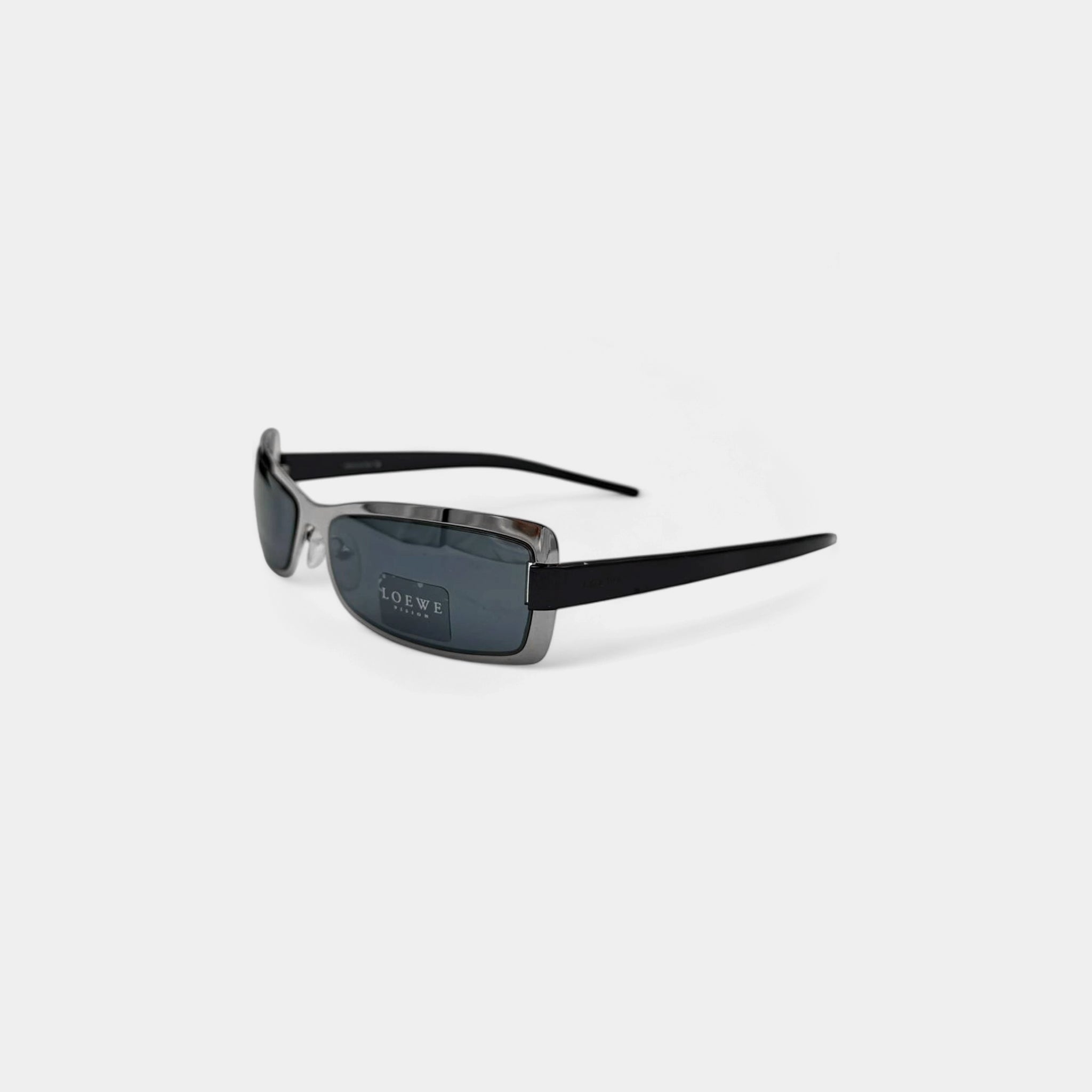 Loewe 2000s Rectangular Metallic Frame Blue Lens Sunglasses