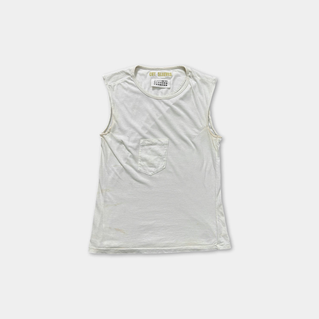 Maison Margiela MM6 Cotton White Sleeveless T-Shirt