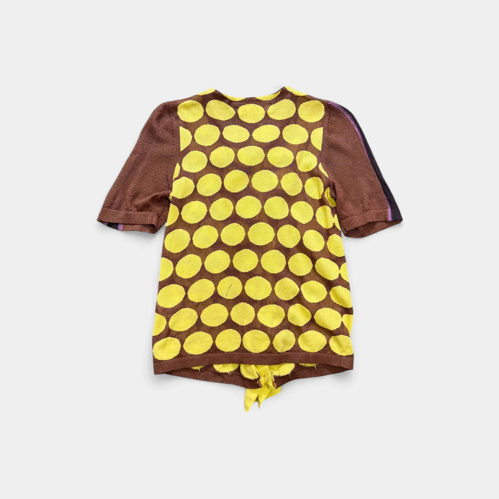 Marni Polka Dot Ruffled Short-Sleeve Knit Top