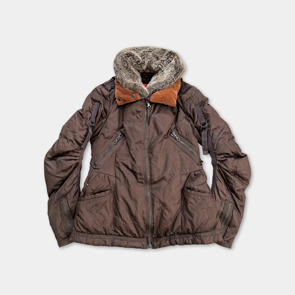Marithé + François Girbaud Fur Collar Brown Jacket