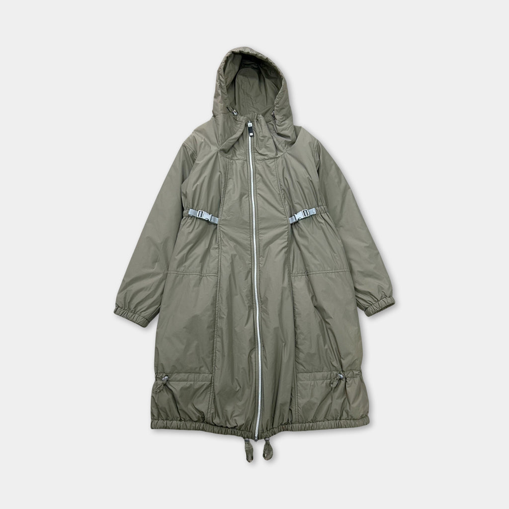 Marithé + François Girbaud 2000s Technical Long Nylon Trench Coat Khaki