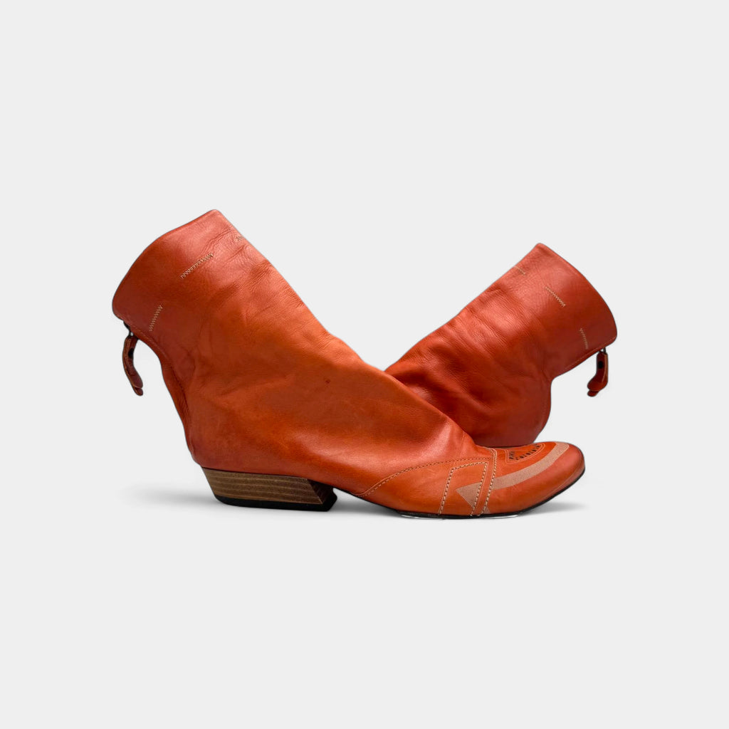 Marithé + François Girbaud Orange Slouchy Back-Zip Brogue Boots