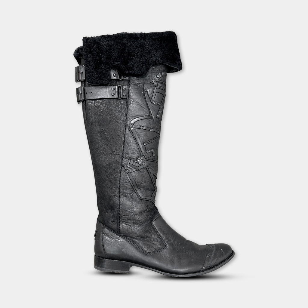 Marithé + François Girbaud Archive Studded Leather Shearling Boots