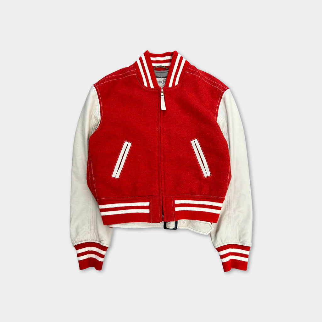 Marithé + François Girbaud Varsity Orange Leather Jacket