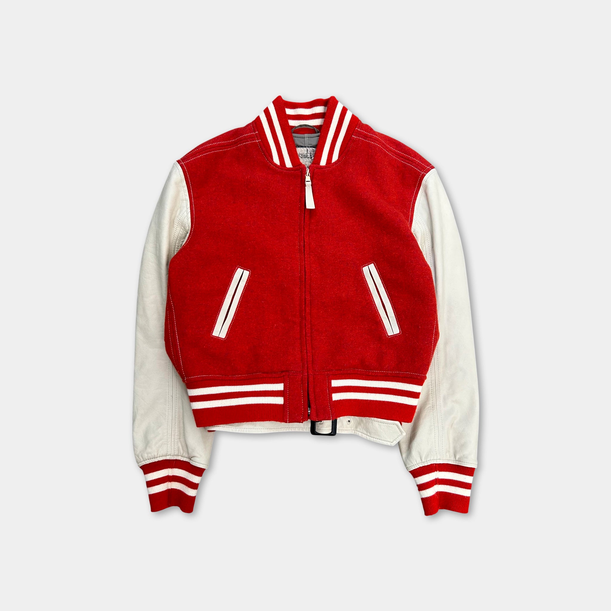 Marithé + François Girbaud Varsity Orange Leather Jacket