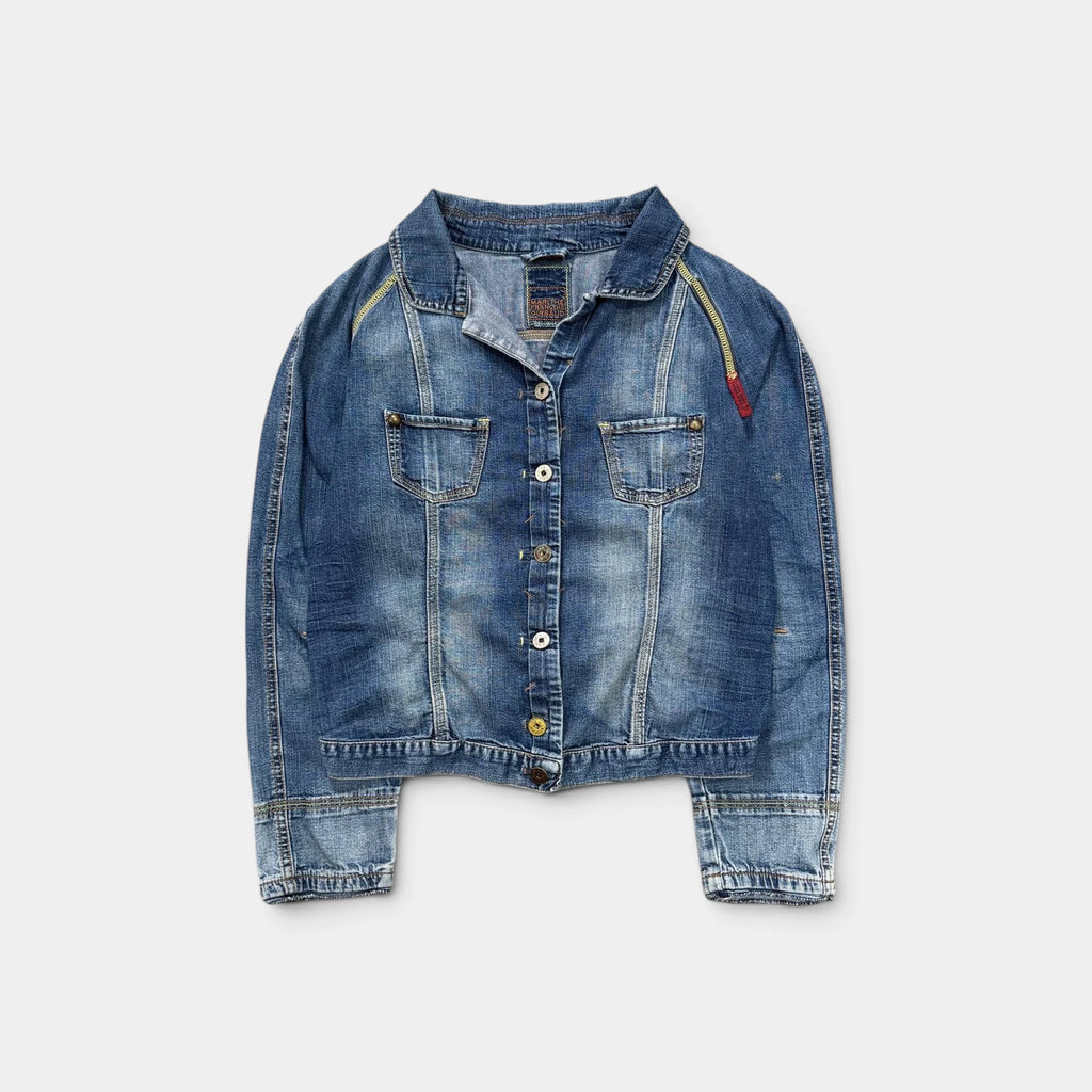 Marithé François Girbaud 2000s Light Wash Technical Denim Jacket