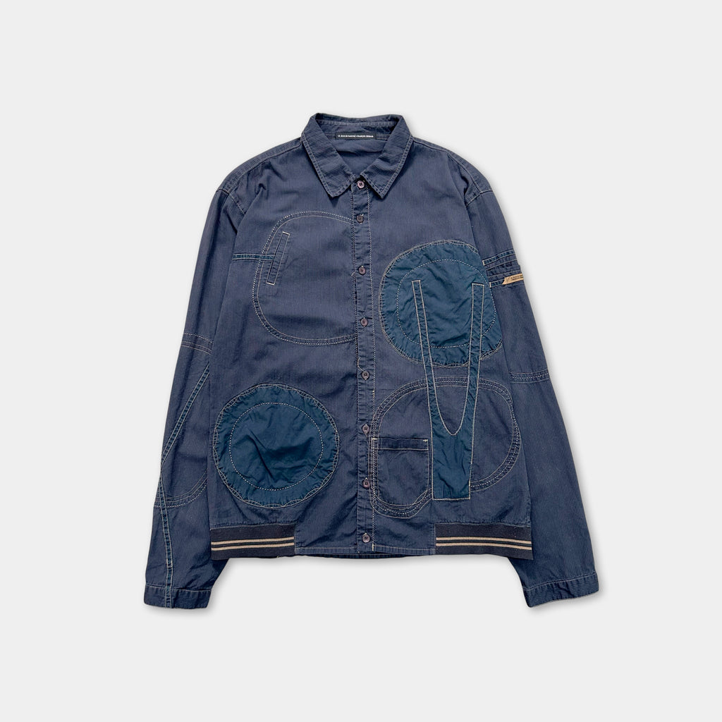 Marithé + François Girbaud Contrast Stitch Patchwork Multi-Pocket Shirt