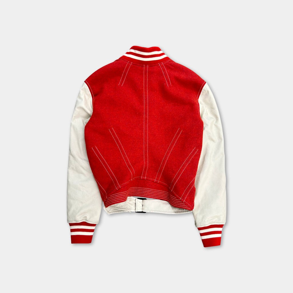 Marithé + François Girbaud Varsity Orange Leather Jacket
