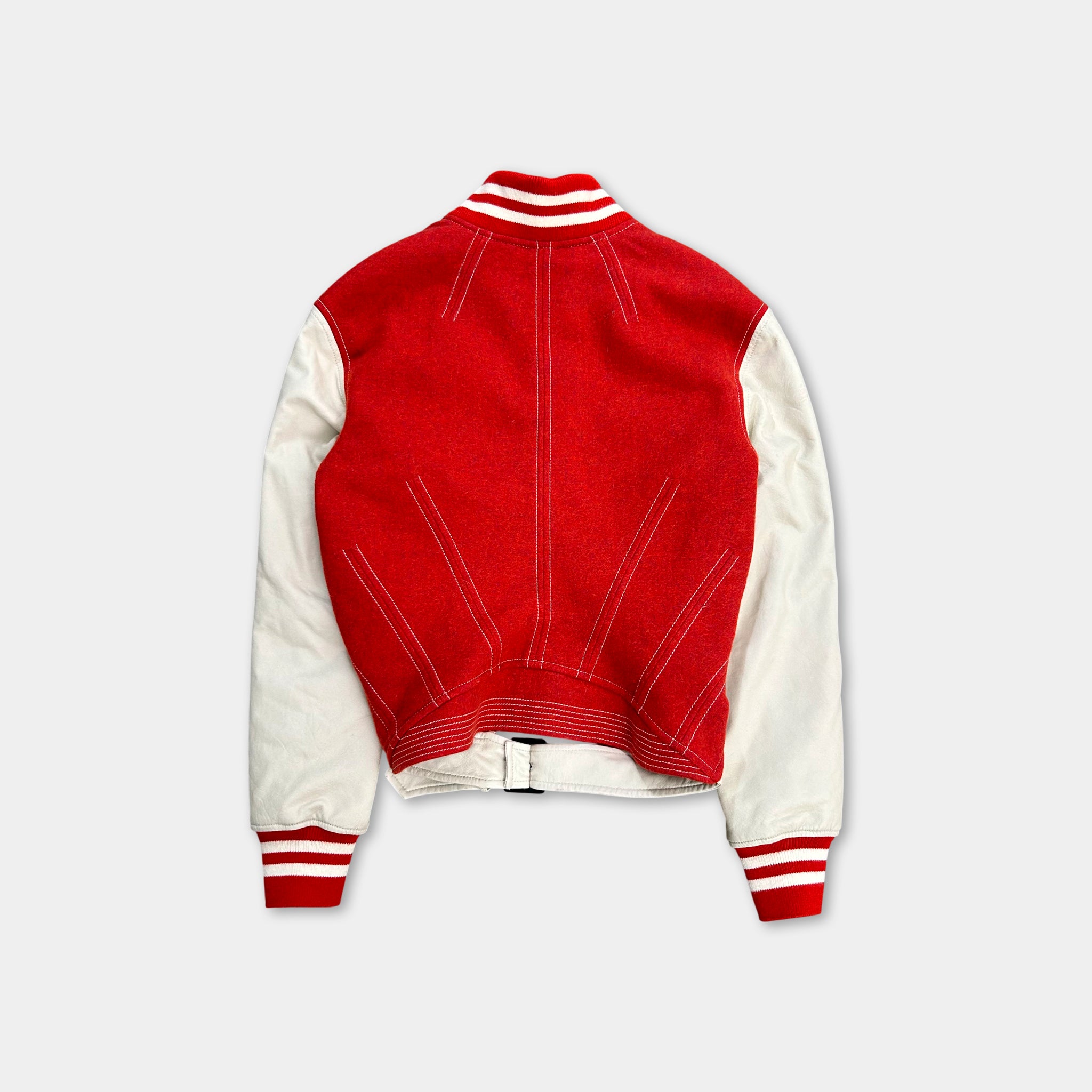 Marithé + François Girbaud Varsity Orange Leather Jacket