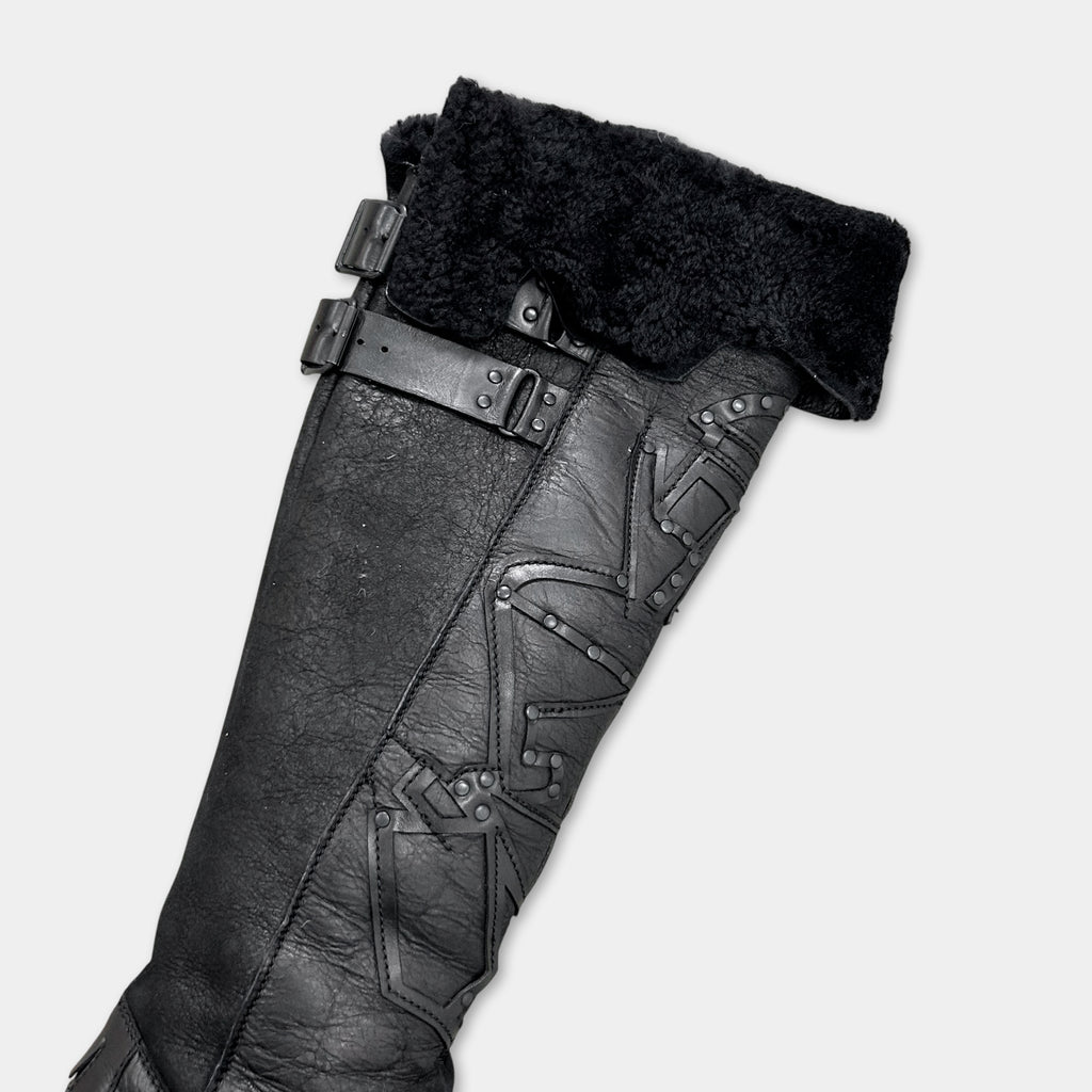 Marithé + François Girbaud Archive Studded Leather Shearling Boots