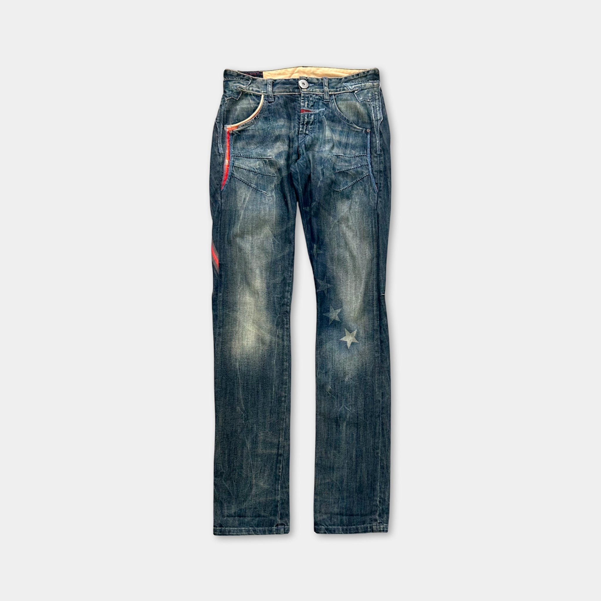 Marithé + François Girbaud "USA Flag" Wash Straight Leg Denim Jeans