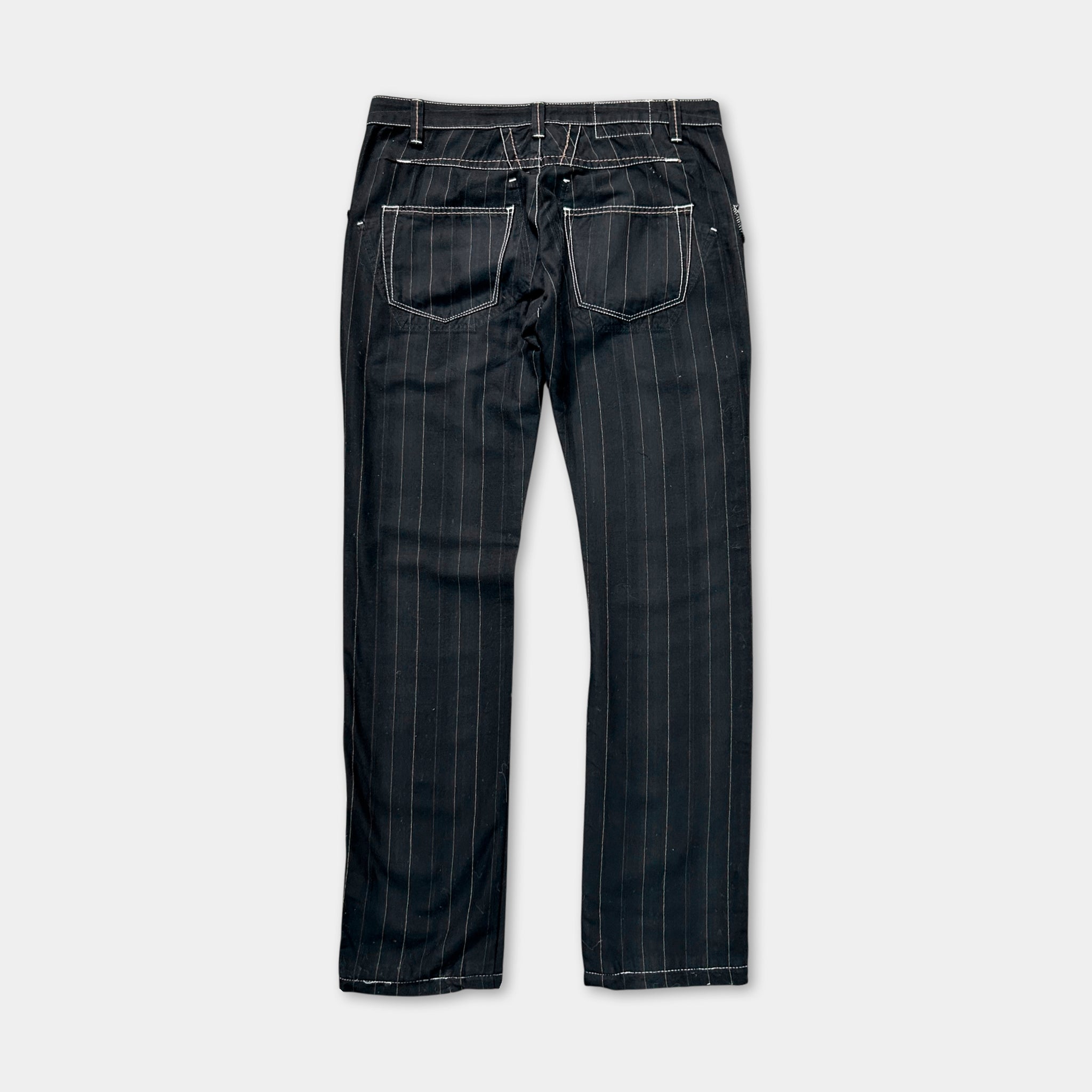 Marithé + François Girbaud Striped Black Avant-garde Pants