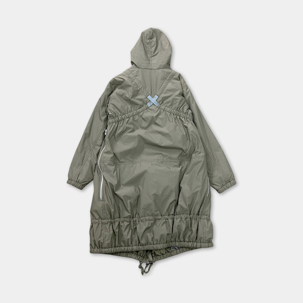 Marithé + François Girbaud 2000s Technical Long Nylon Trench Coat Khaki