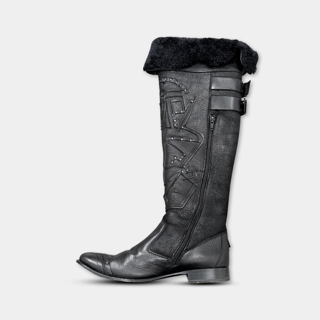 Marithé + François Girbaud Archive Studded Leather Shearling Boots