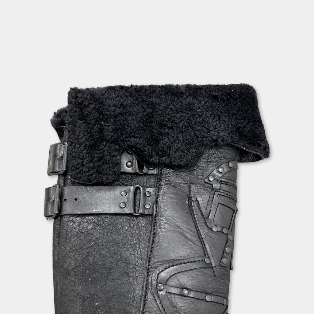 Marithé + François Girbaud Archive Studded Leather Shearling Boots