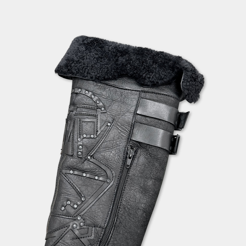 Marithé + François Girbaud Archive Studded Leather Shearling Boots