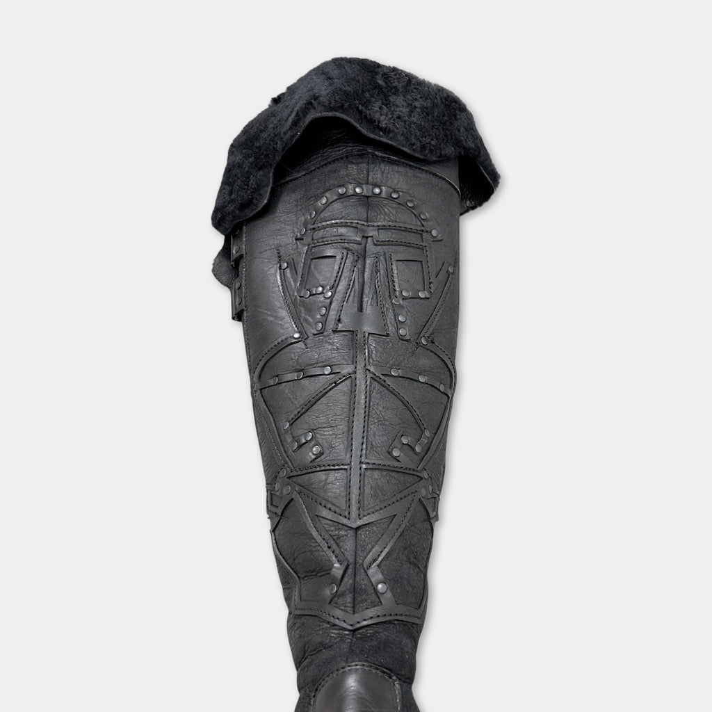 Marithé + François Girbaud Archive Studded Leather Shearling Boots