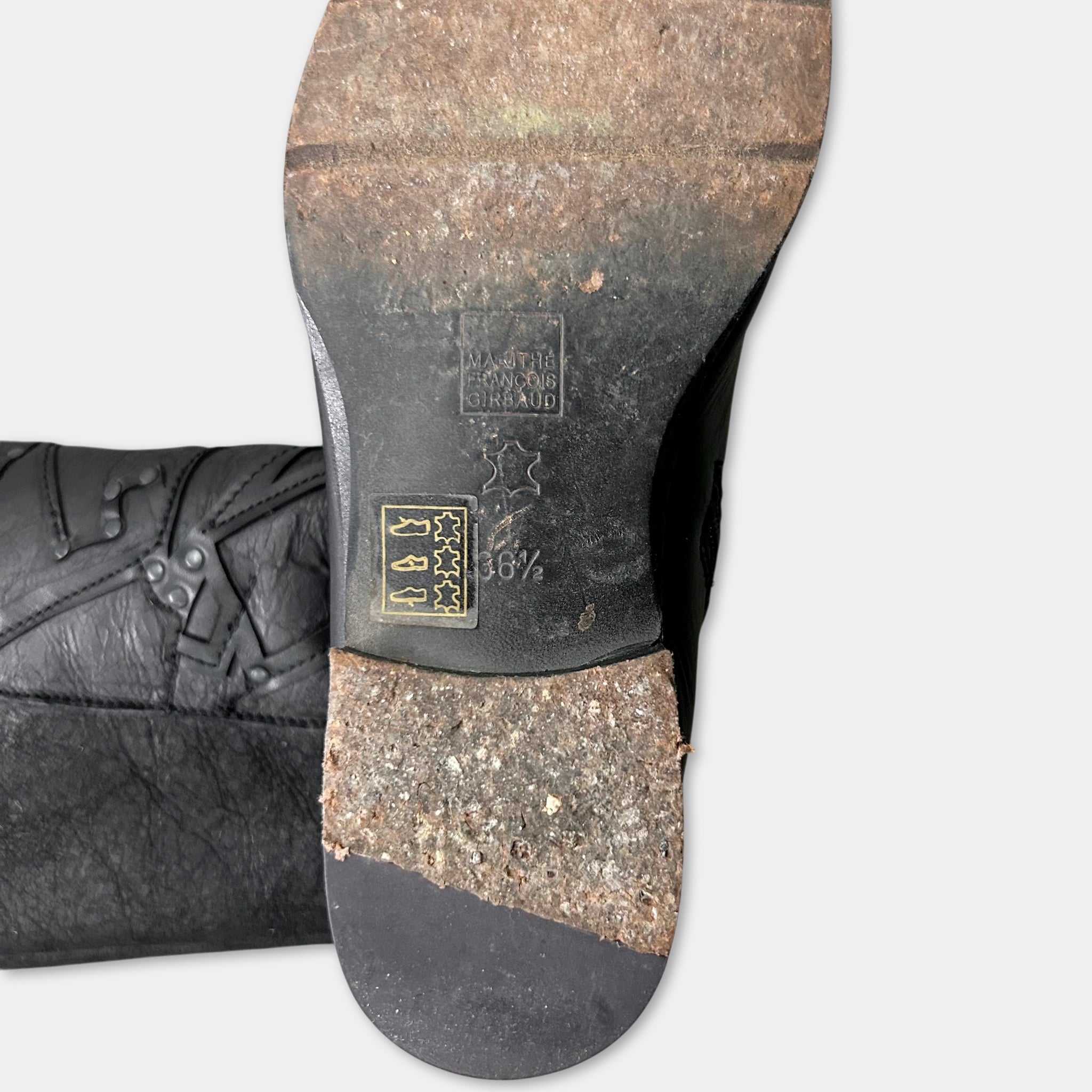 Marithé + François Girbaud Archive Studded Leather Shearling Boots