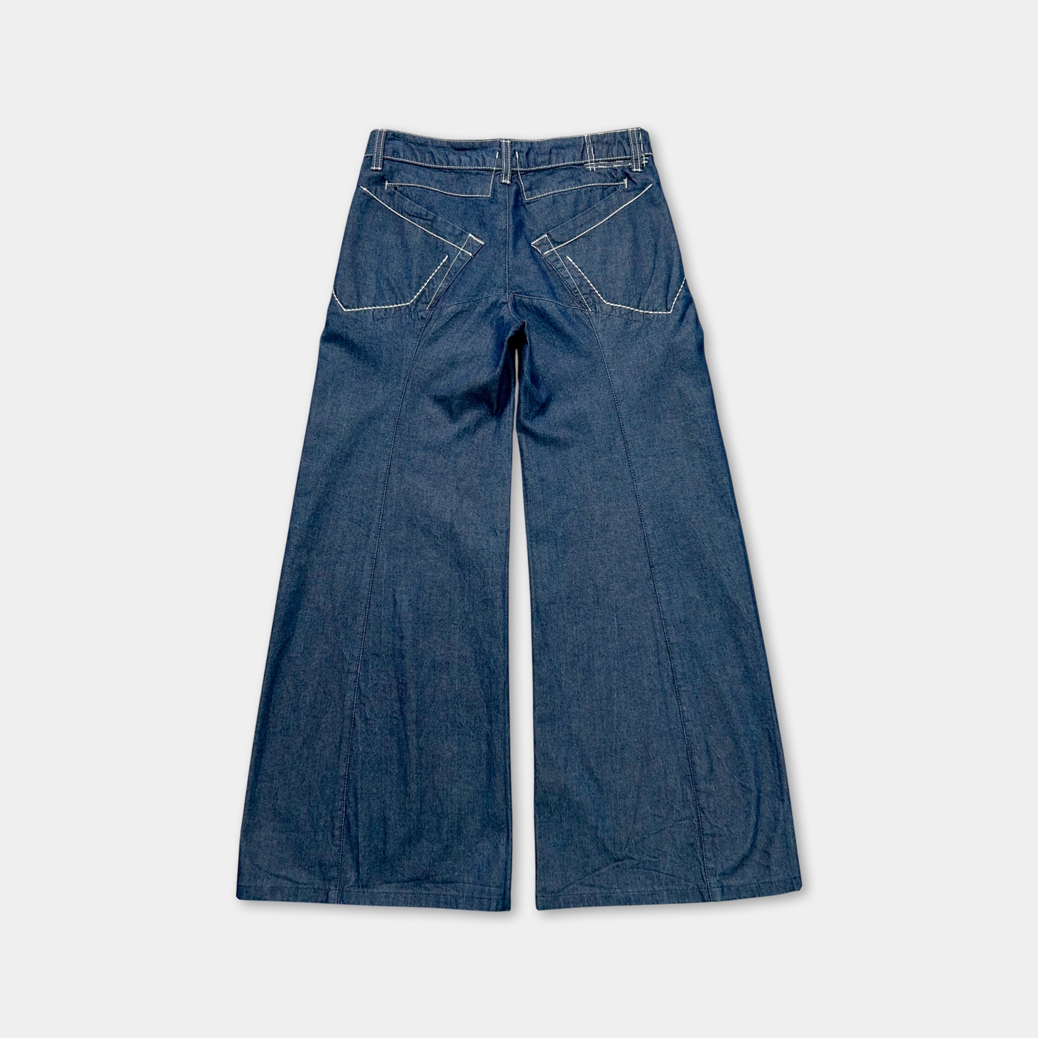 Marithé + François Girbaud Classic Wide Leg Dark Denim Three-Quarter Pants