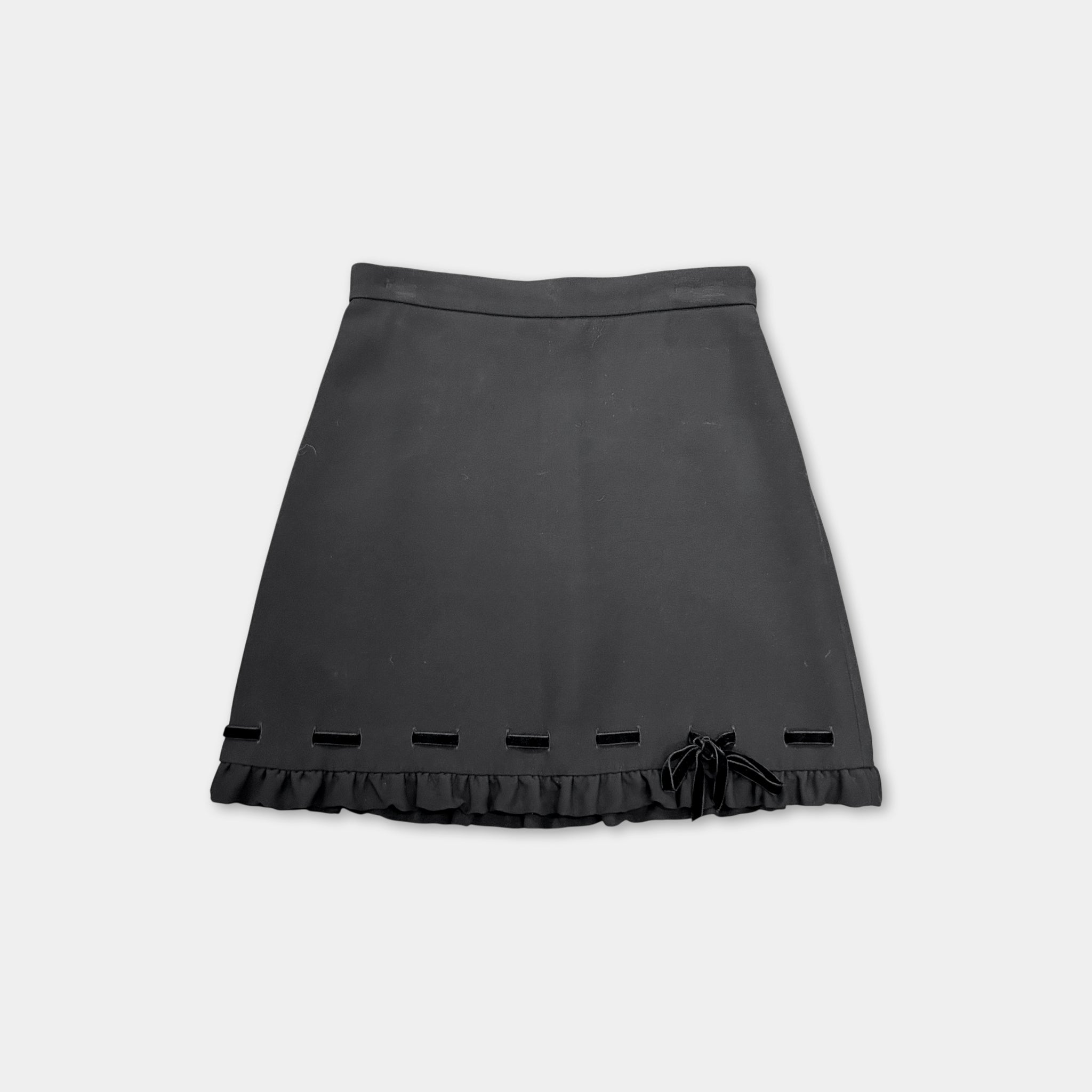 Miu Miu Nylon Black Skirt with Bow Detail