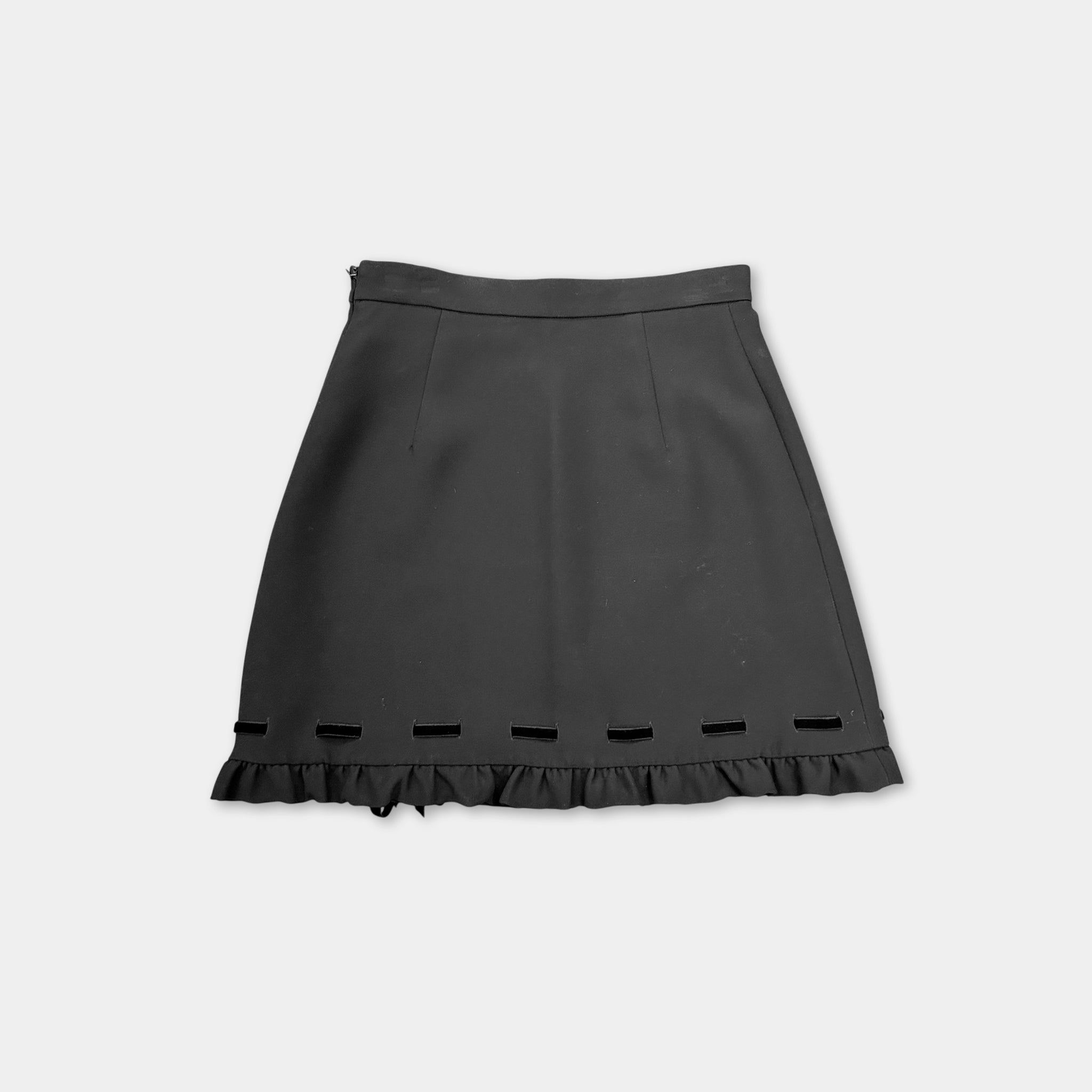 Miu Miu Nylon Black Skirt with Bow Detail