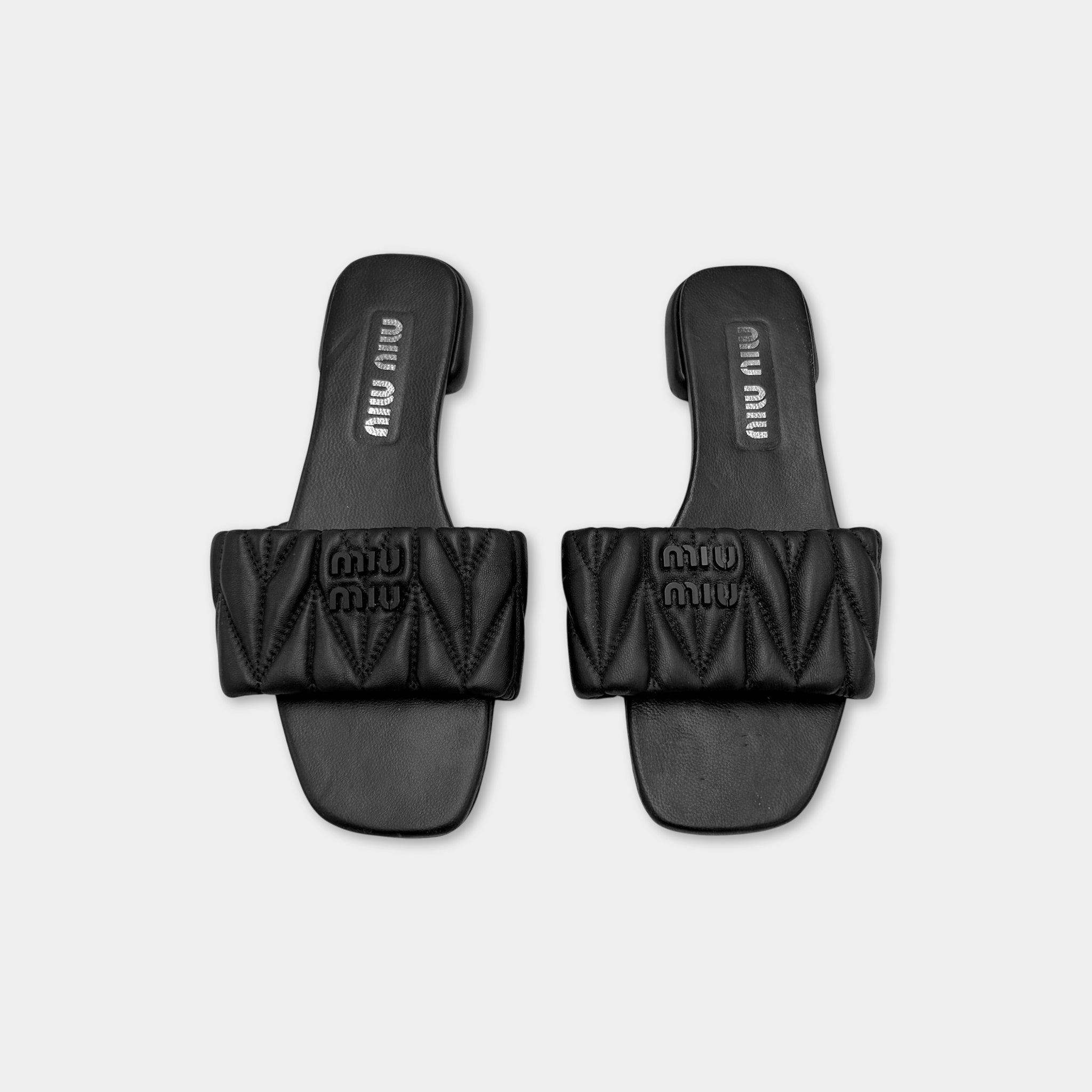 Miu Miu Matelassé Nappa Leather Slides