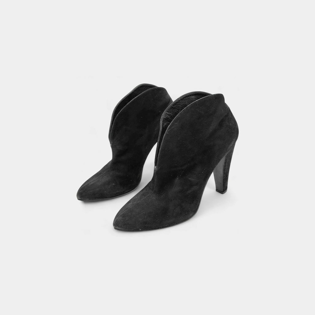 Miu Miu 2000's Sculptural "V-Shape" Suede Ankle Boots