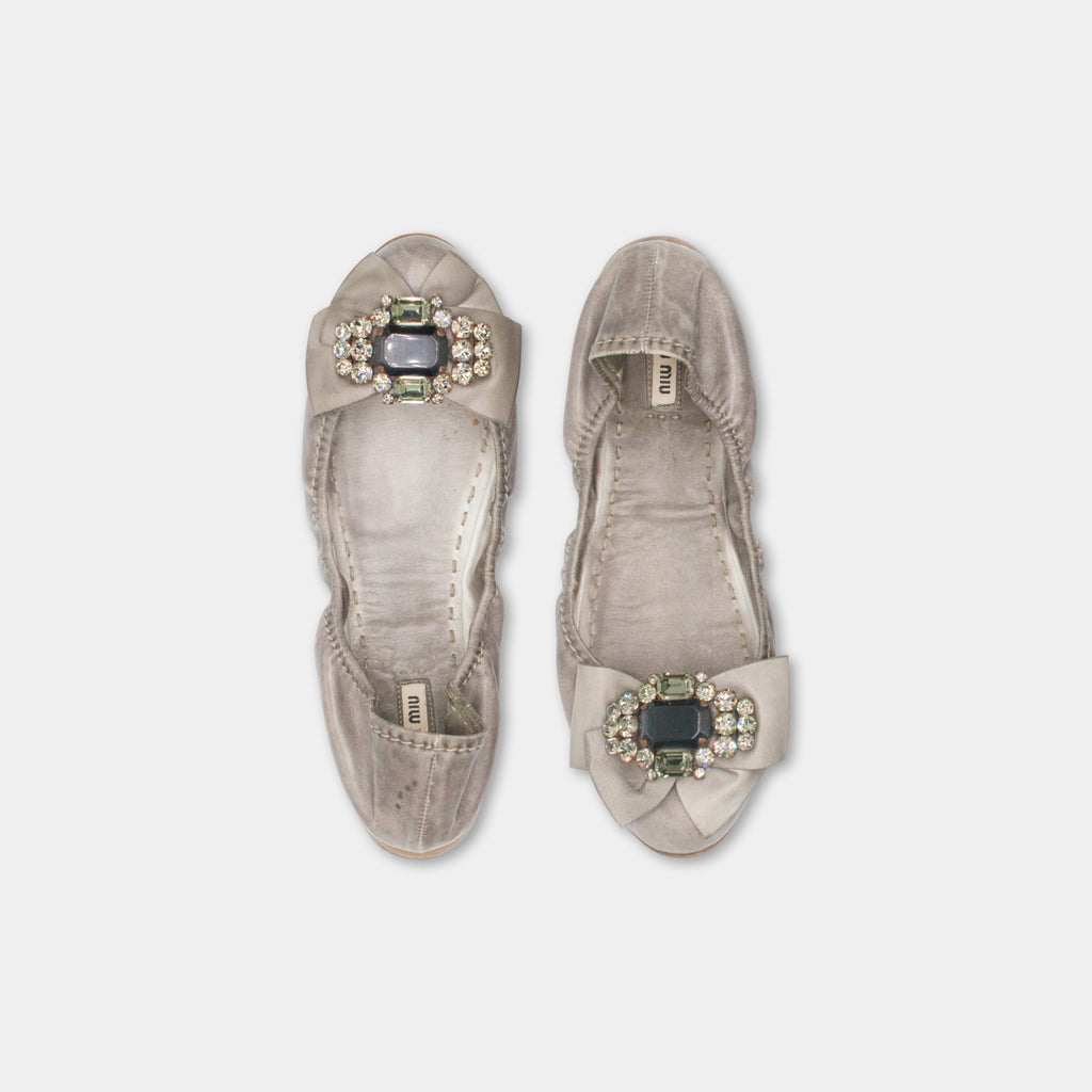 Miu Miu Rhinestones Ballerina Shoes
