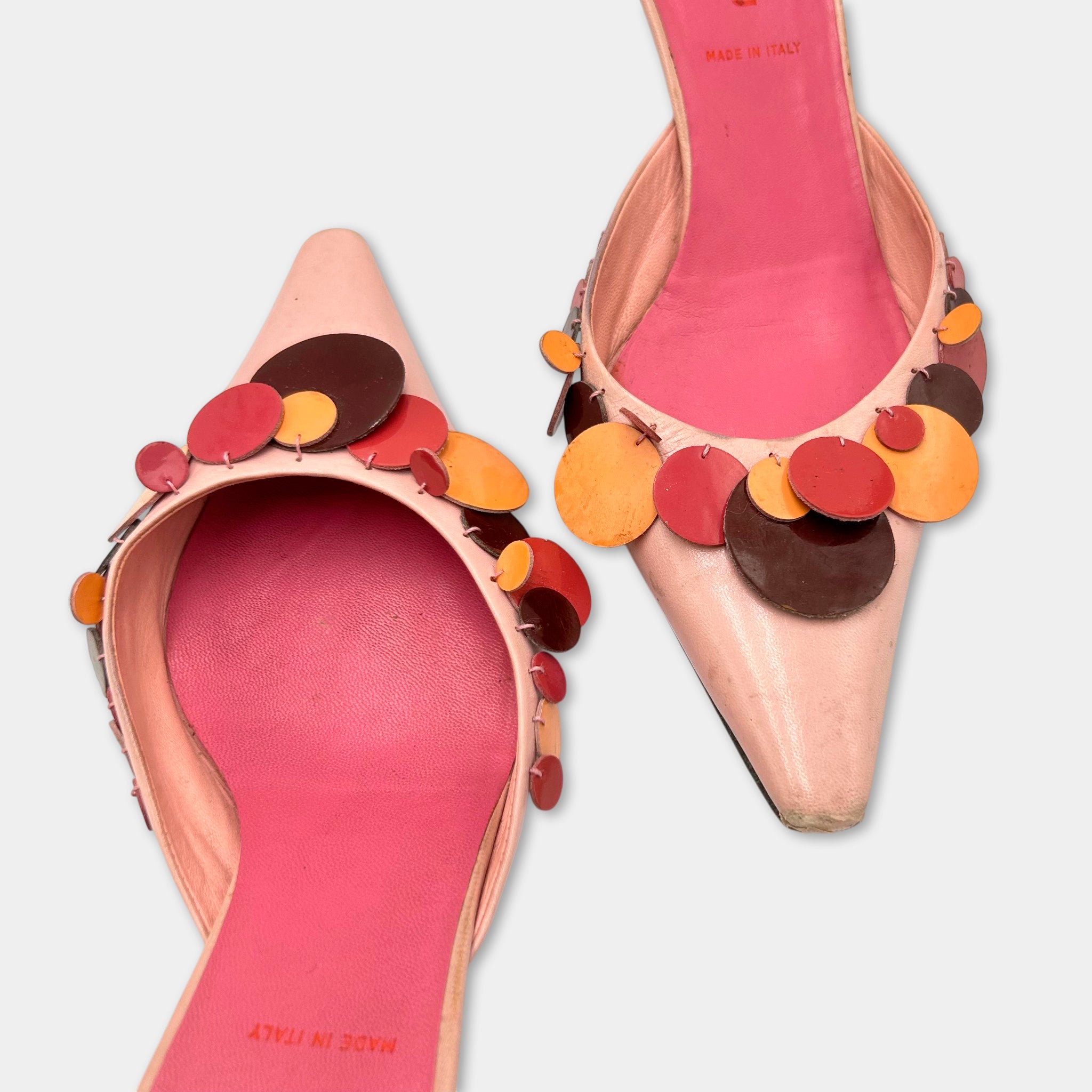 Miu Miu Sequin Pointed-Toe Kitten Heel Mules