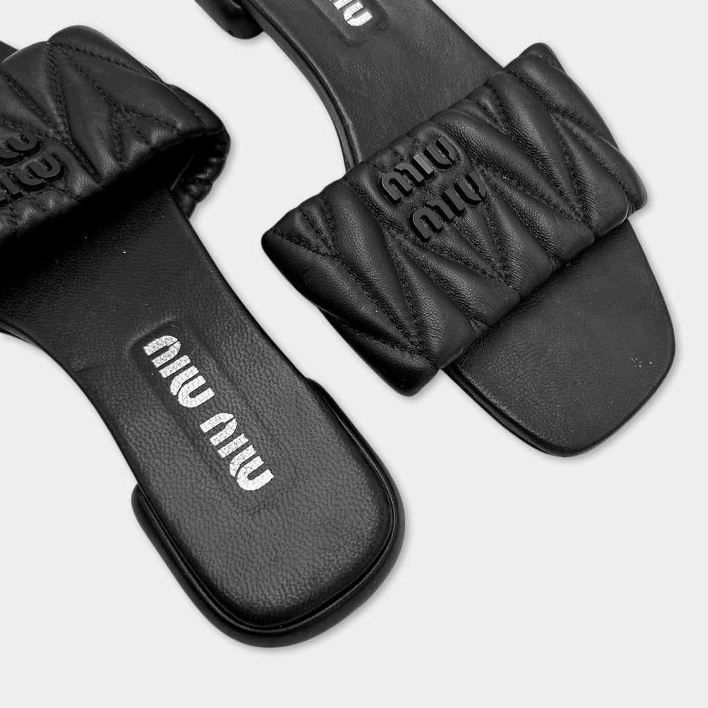 Miu Miu Matelassé Nappa Leather Slides