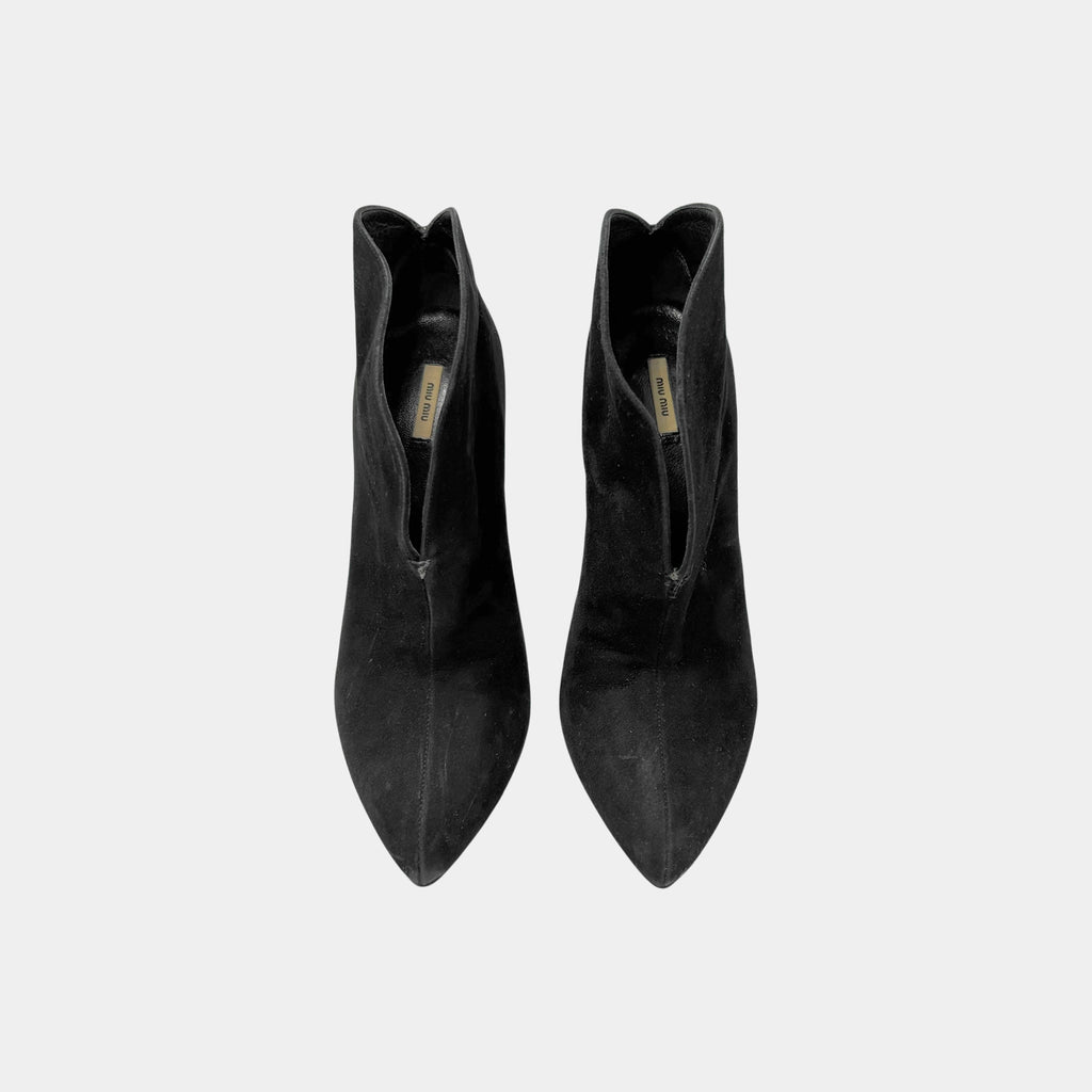 Miu Miu 2000's Sculptural "V-Shape" Suede Ankle Boots