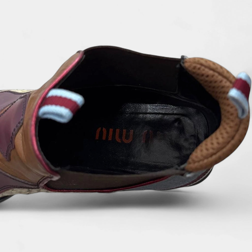 Miu Miu 2000's Patchwork Snakeskin Western Kitten Heel Boots
