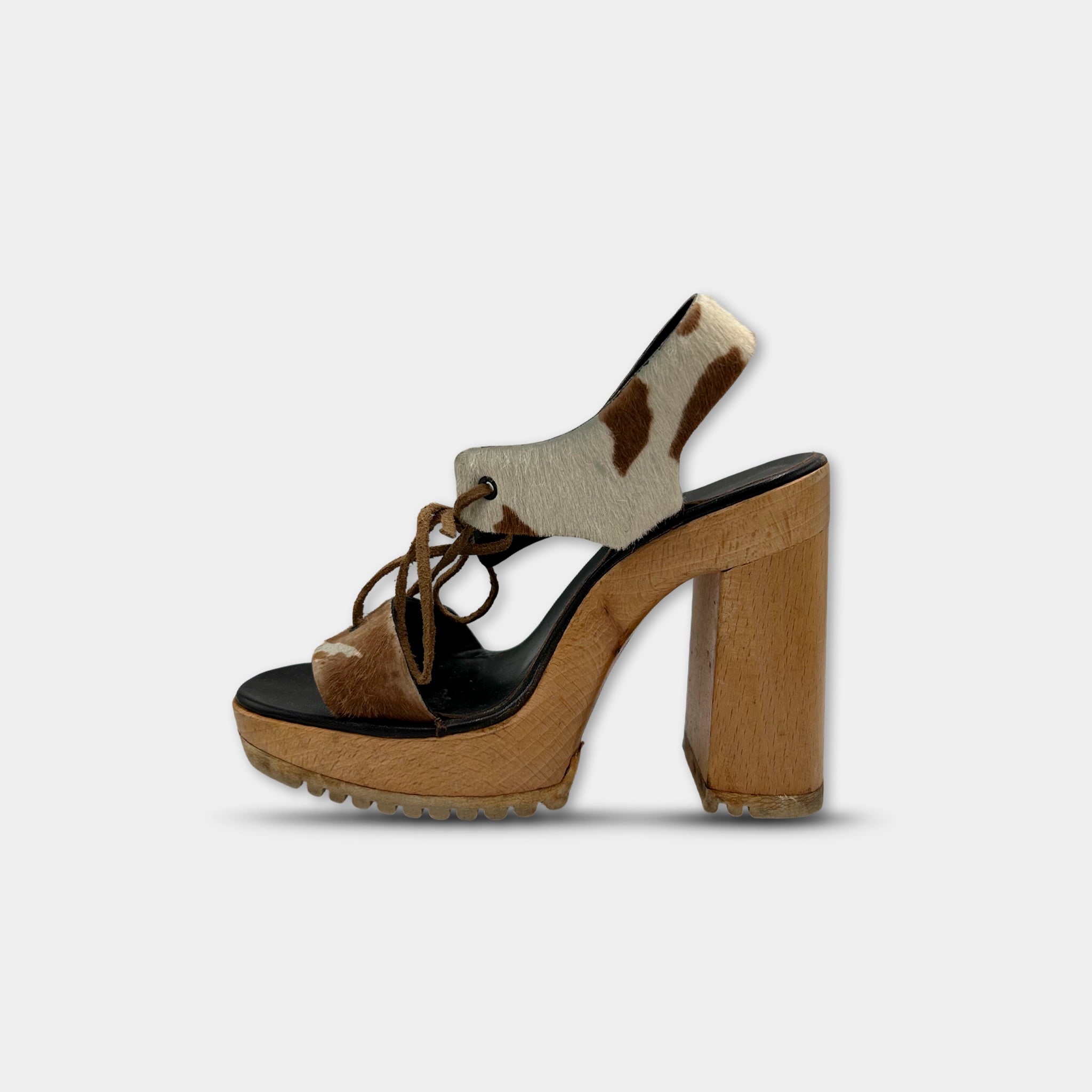 Miu Miu Cow Print Fur Heels