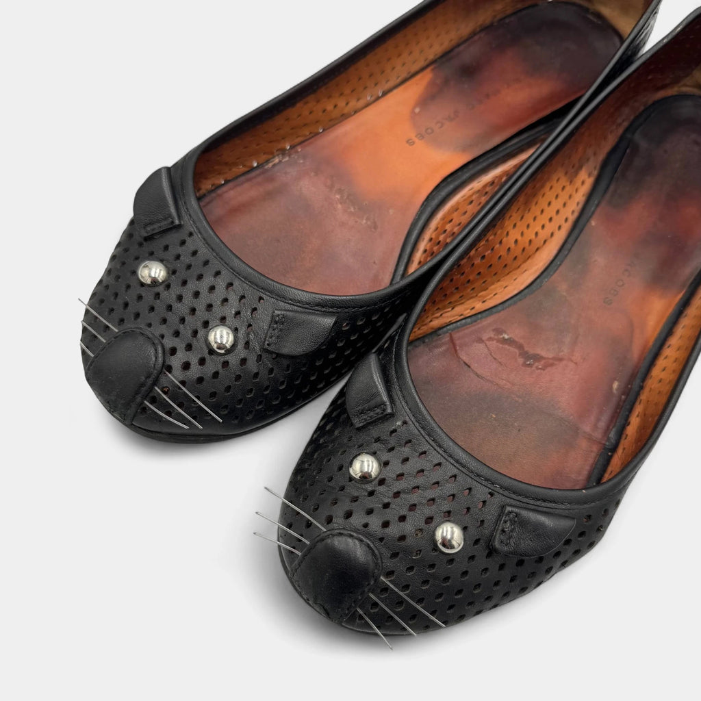 Marc Jacobs Vintage Perforated Leather Mouse Ballet Flats